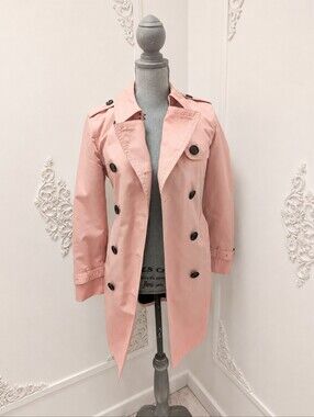 Coach Double-Breasted Trench Coat in Blush Pink